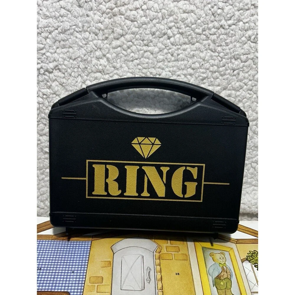 Ring Security Wedding Ring Bearer Briefcase Box Black Gold With Foam Inserts